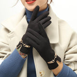 New German Velvet Gloves Women's Plush Warm Lovely And Cold Proof - Nioor