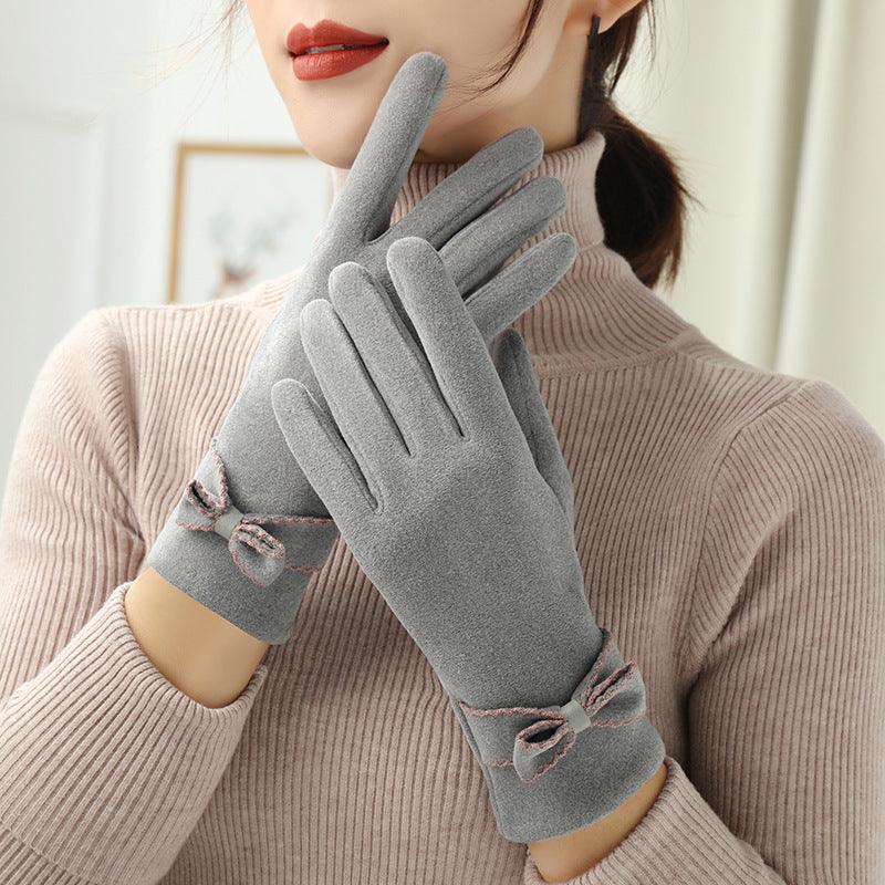 Add Velvet Warm Korean Cute Cold Gloves - Nioor