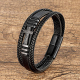 Metal Cross Multi-layer Leather Bracelet