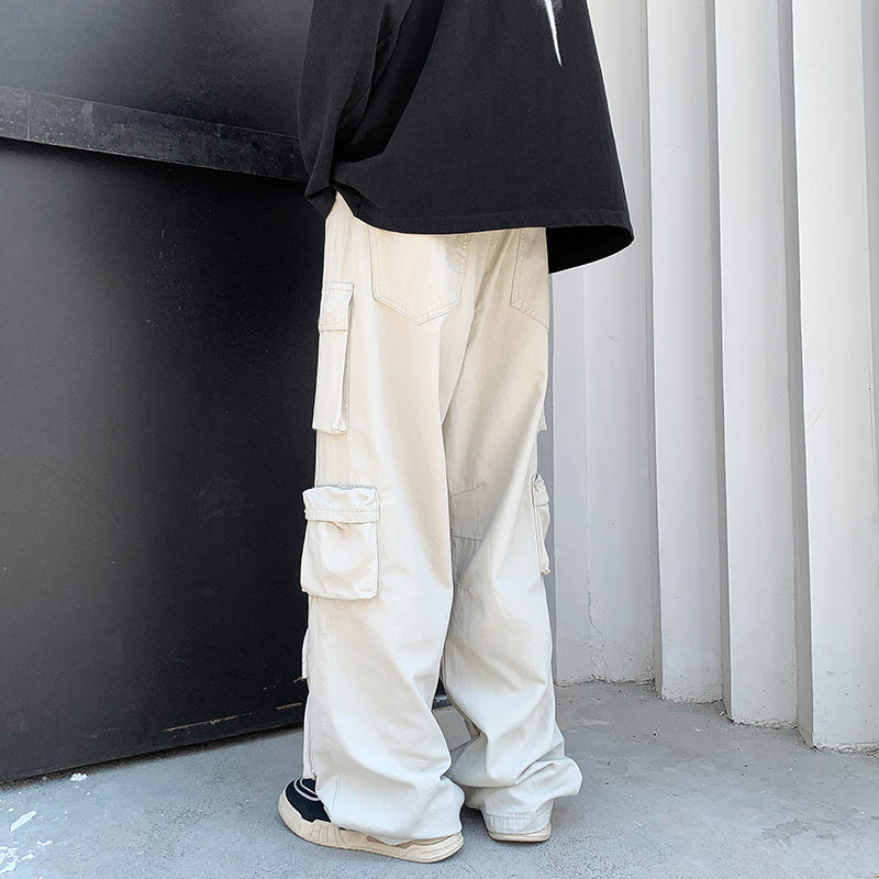 Multi-pocket Overalls Men's Niche Tide Brand Wide Leg Trousers