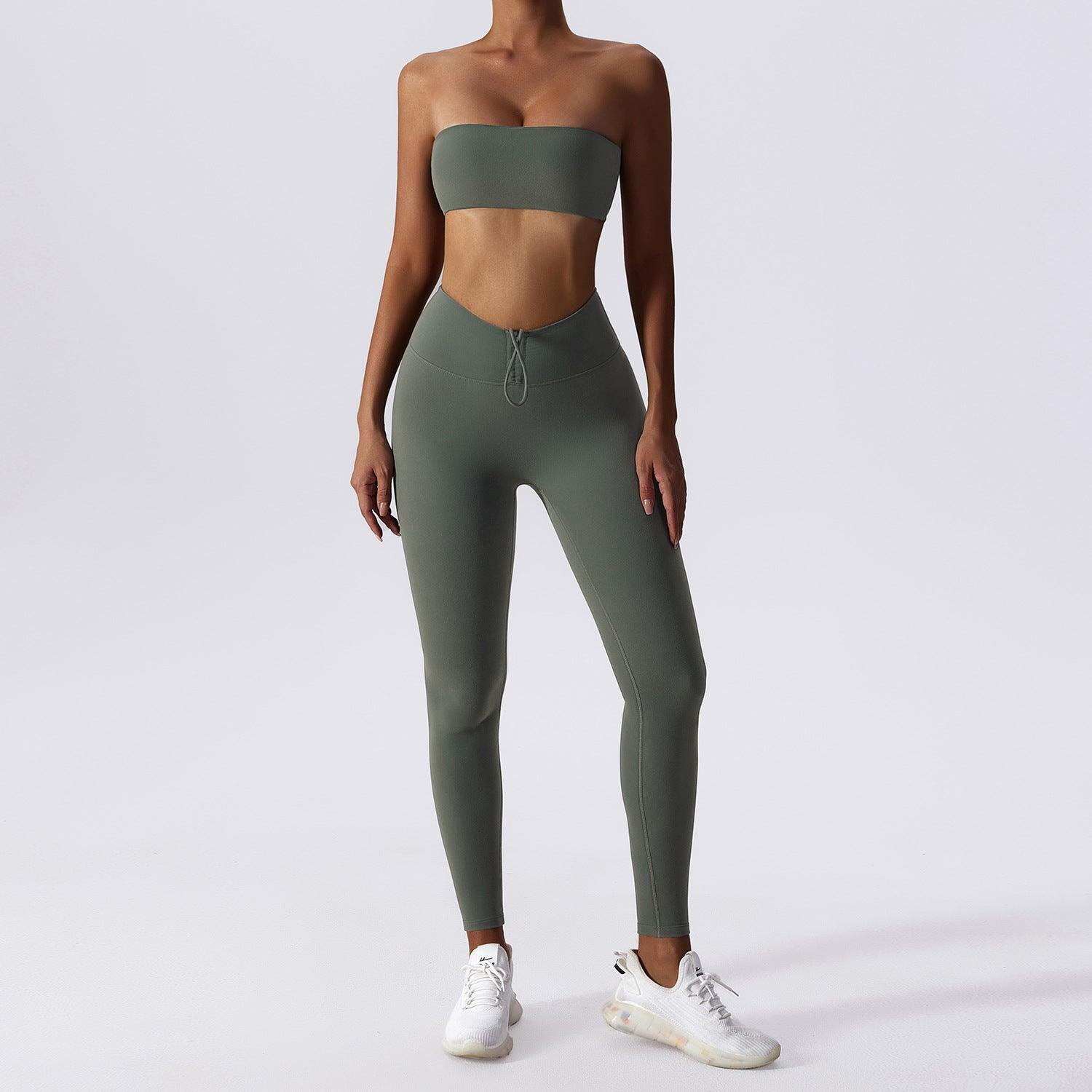 Basic Sports Nude Feel Skinny Yoga Clothes Suit For Women - Nioor