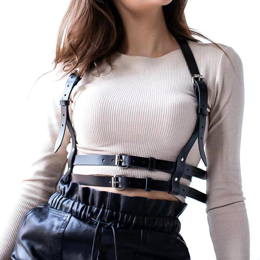 Women's Waist Waist Beauty Back Belt Fashion Body Restraint Strap Punk Sexy PU Belt Harness Leather - Nioor