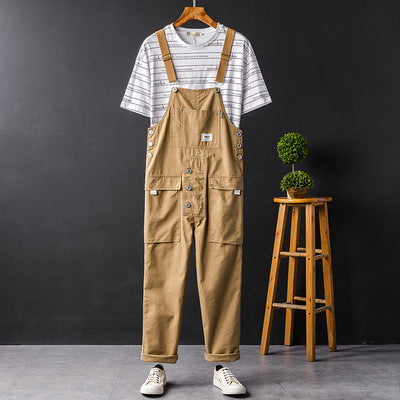 Retro One-piece Cargo Suspenders Trousers