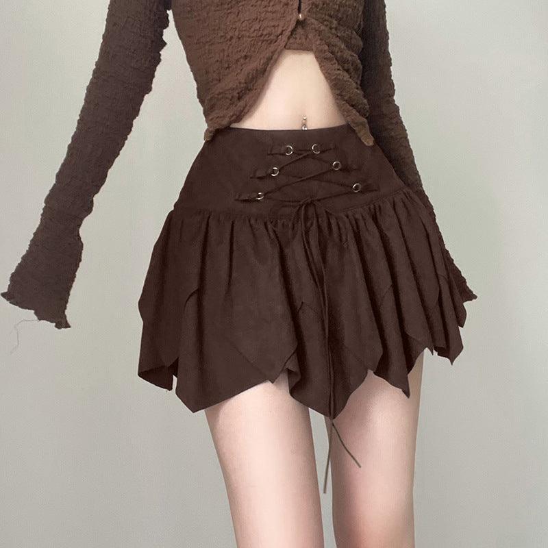 Women's Irregular Lace-up Waist Skirt - Nioor