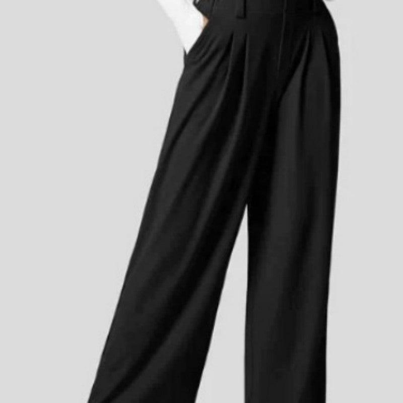 Women's Solid Color Casual Suit Pants With Real Pockets - Nioor