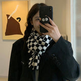 Women's Fashionable Elegant Wool Knitted Thermal Plaid Scarf - Nioor