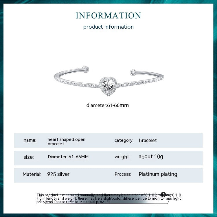 Heart-shaped S925 Sterling Silver Bracelet