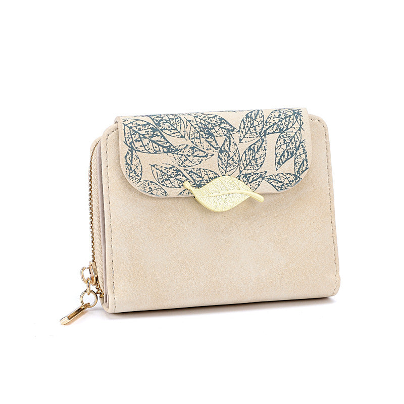 Women's Short Print Flip Zipper Wallet