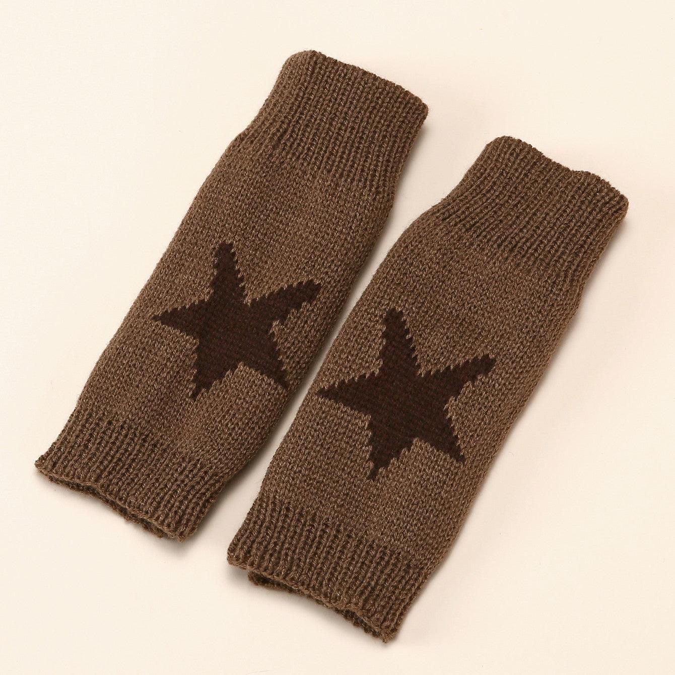 Autumn And Winter Acrylic Wool Five-pointed Star Gloves Warm Oversleeve - Nioor