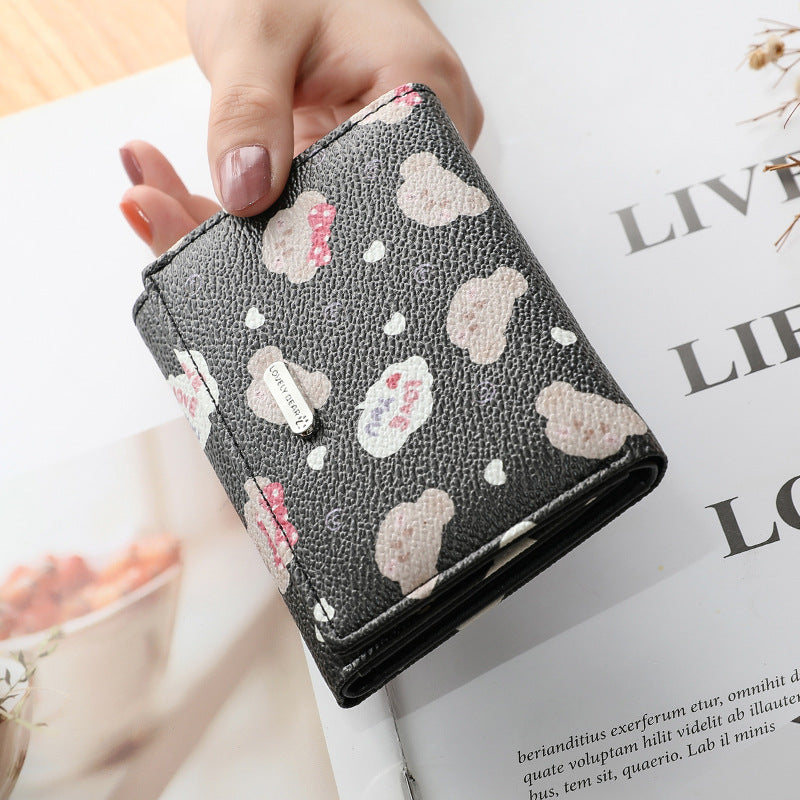 Women's Fashion Pointed Small Bear Print Student Wallet