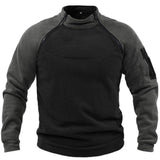 Stand Collar Loose Double Sleeve Color Matching Outdoor Keep Warm Breathable Men's Sweater - Nioor