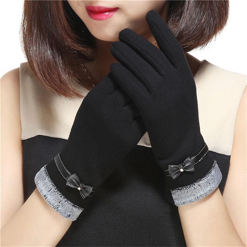 Women's Fashion Leisure Warm Bow Gloves - Nioor