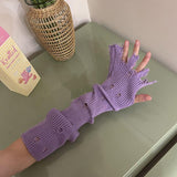 Women's Knitted Long Dopamine Multi-color Gloves - Nioor