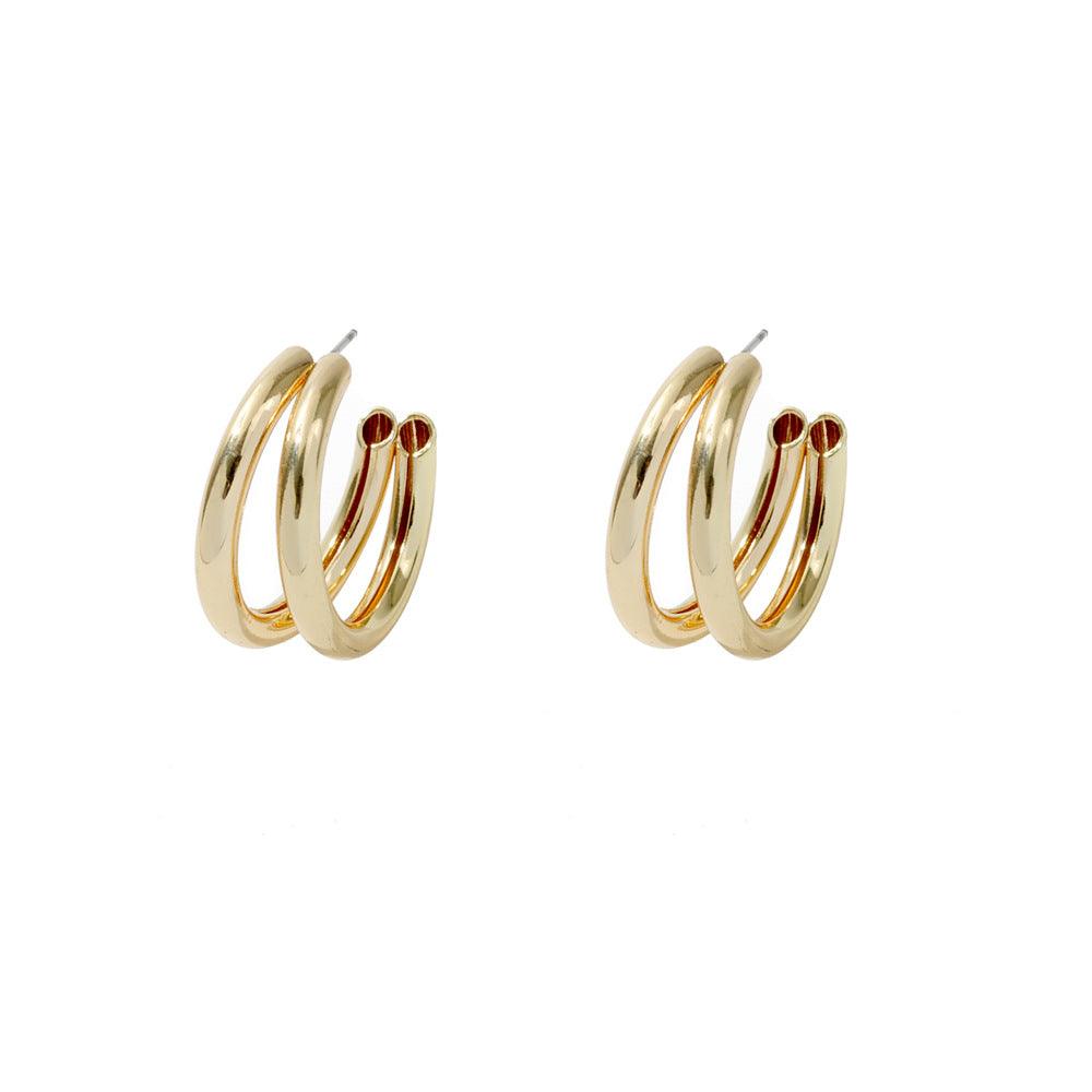 Simple Double C-shaped Metal Earrings - Nioor