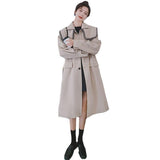 Black Navy Collar Trench Women's Mid-length Spring This Year's Popular High-end Chic Coat - Nioor