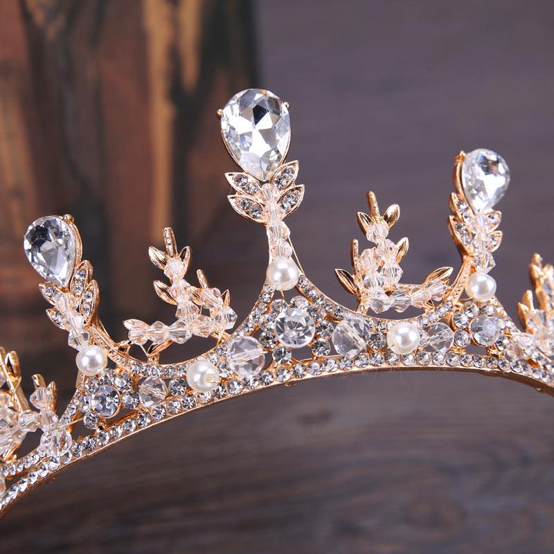 Auspicious Wheat Ear Handmade Bridal Diamond Crown - Nioor