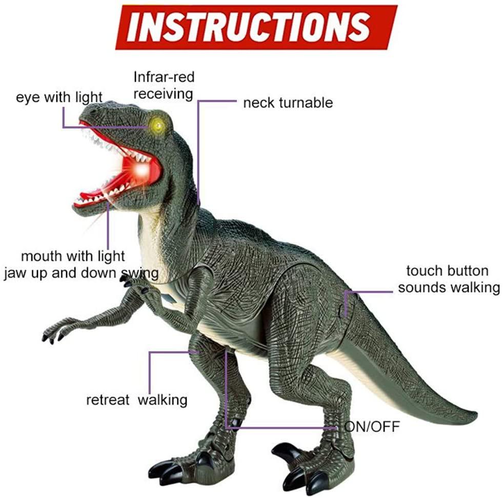 Remote Control R C Walking Dinosaur Toy With Shaking Head,Light Up Eyes & Sounds ,Velociraptor,Gift For Kids Amazon Platform Banned - Nioor