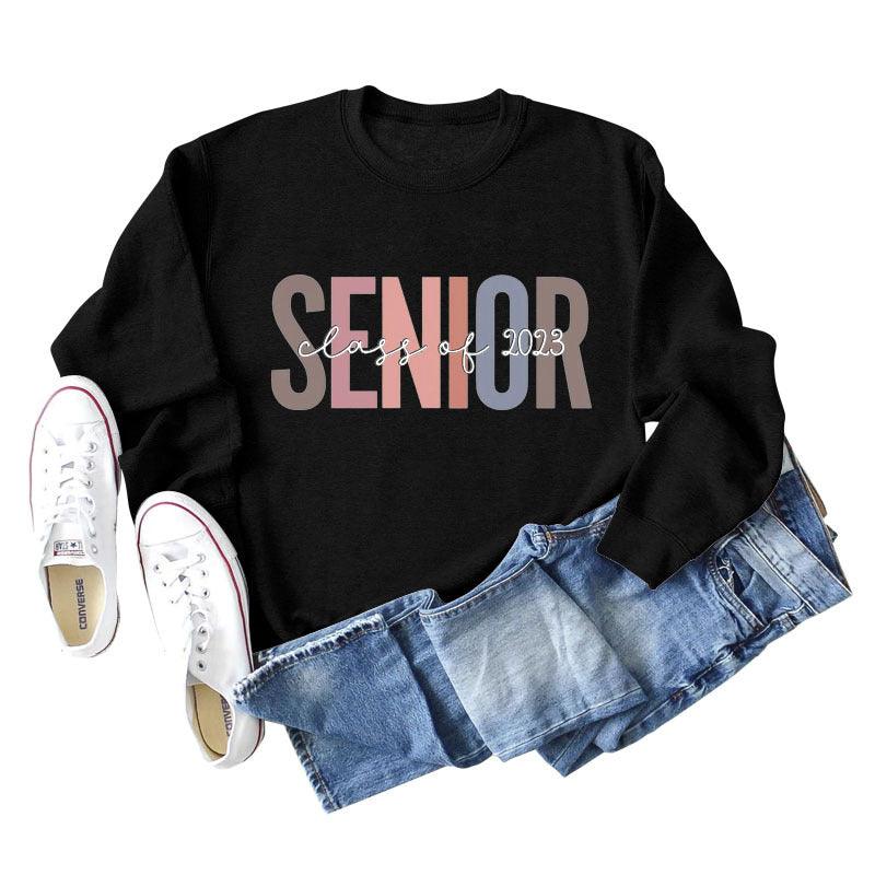 Female Lettering Fashion Loose Casual Long Sleeve Sweater - Nioor