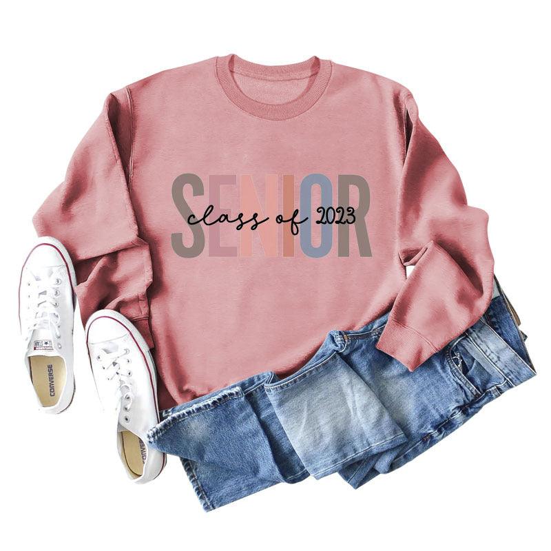 Female Lettering Fashion Loose Casual Long Sleeve Sweater - Nioor