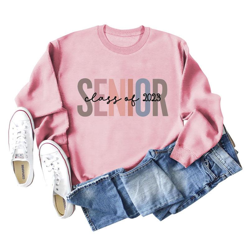 Female Lettering Fashion Loose Casual Long Sleeve Sweater - Nioor