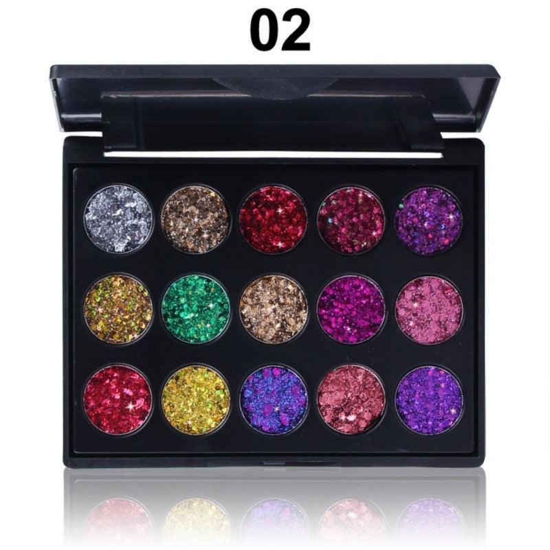 Female Natural Waterproof Glitter Eyeshadow Palette Shining Metals Powder Shimmer Eye Shadow Pigments Kits Diamond 15 Colors - Nioor