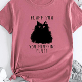 Female Pattern Fluffy Cat Short Sleeve - Nioor