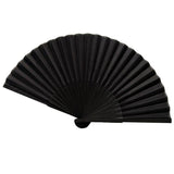 National Style Folding Fan Pure Black Silk Fan - Nioor