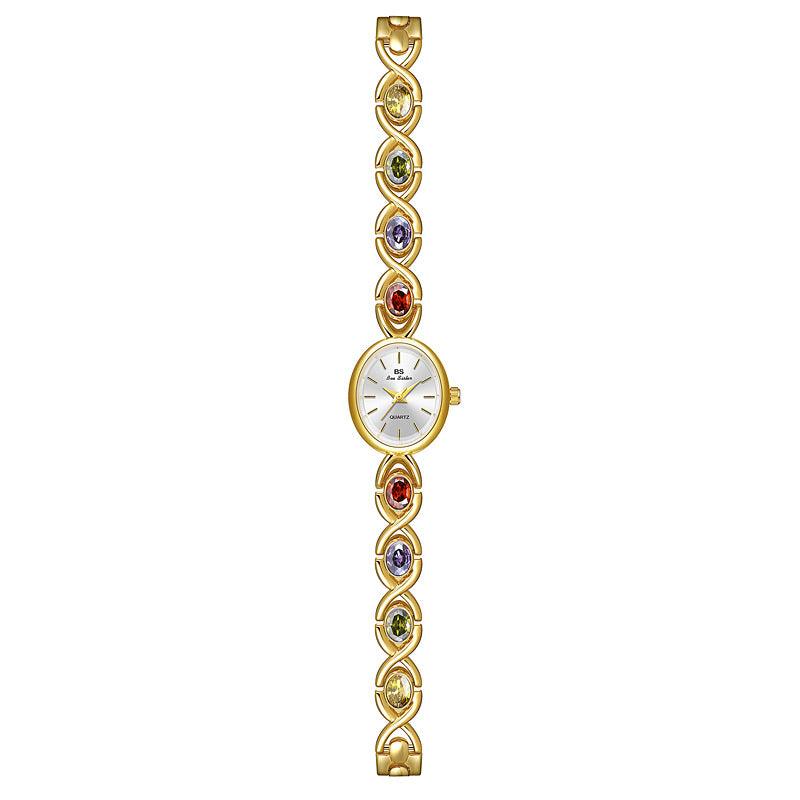 Mid-ancient Fashion Oval Colored Gems Rainbow Light Luxury Watch - Nioor