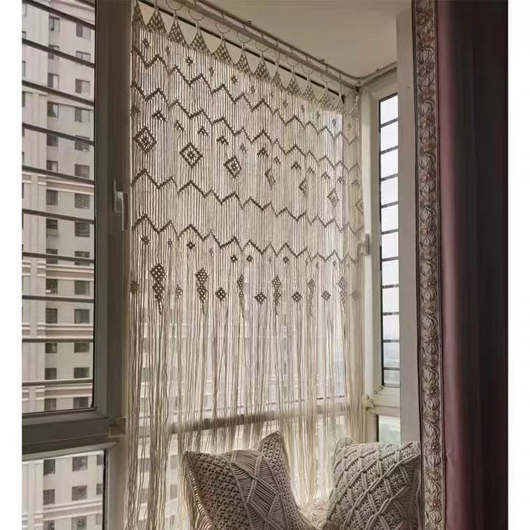 Finished Hoop Door Curtain Bohemian Tapestry Hand Woven Curtain European Style - Nioor