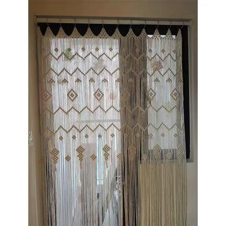 Finished Hoop Door Curtain Bohemian Tapestry Hand Woven Curtain European Style - Nioor