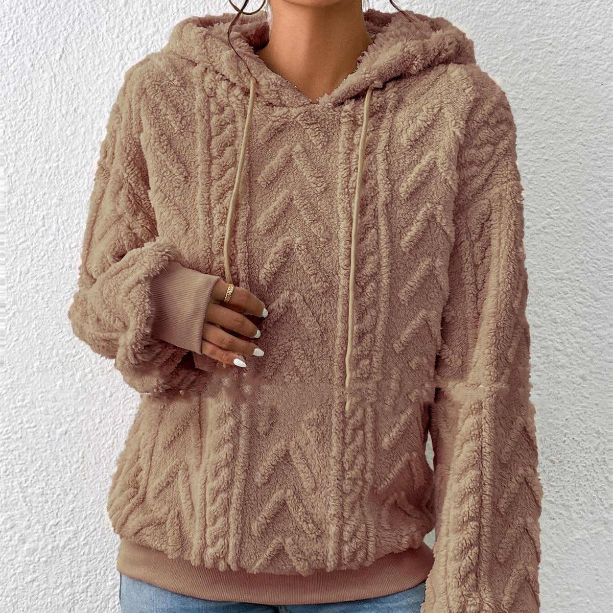 Flannel Hooded Loose Plush Coat - Nioor