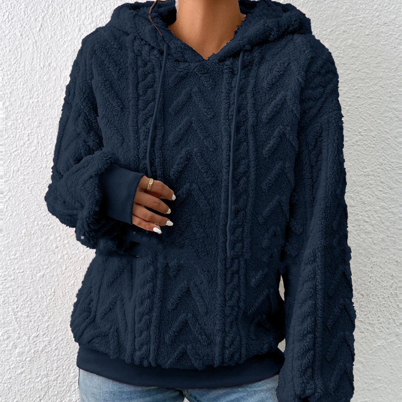 Flannel Hooded Loose Plush Coat - Nioor