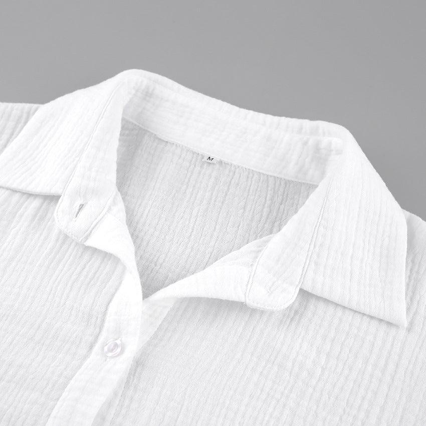 Flared Sleeves Long Sleeves Shirt Pure Cotton Leisure Commute Niche White - Nioor