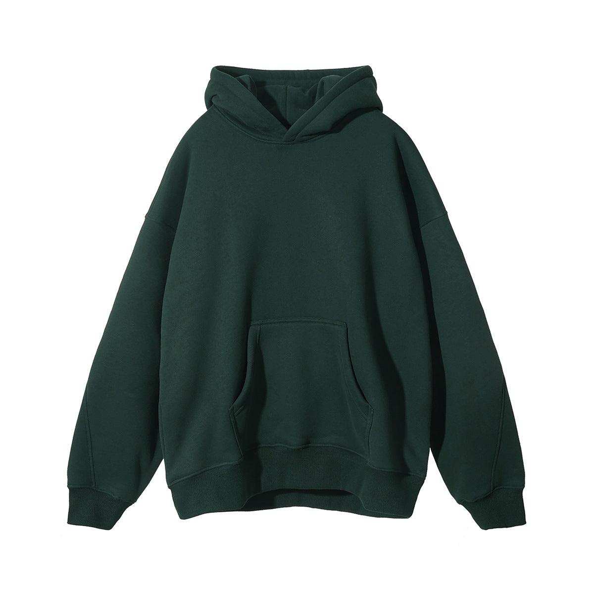 Fleece Hooded Trendy Sweatshirt Retro Solid Color - Nioor