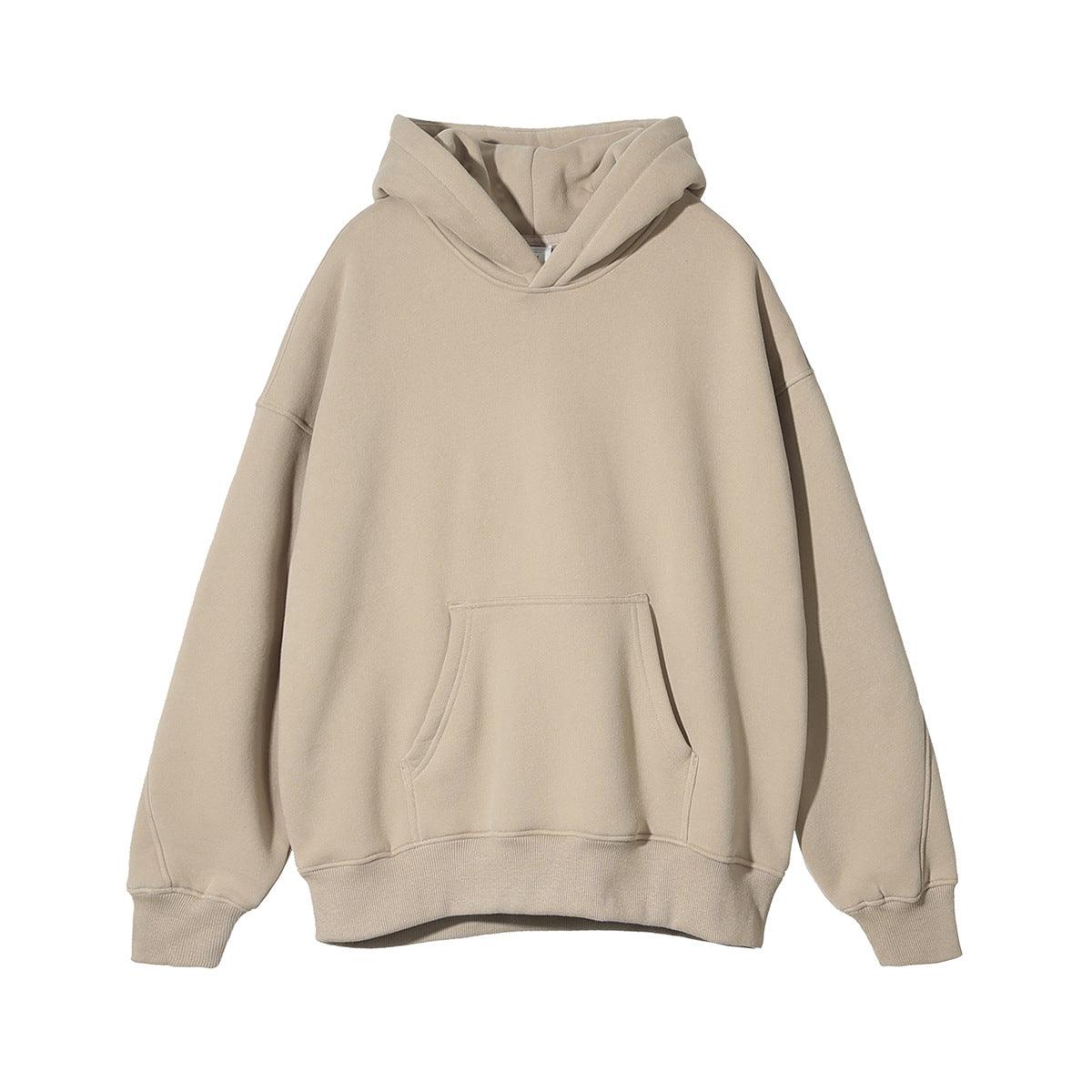 Fleece Hooded Trendy Sweatshirt Retro Solid Color - Nioor