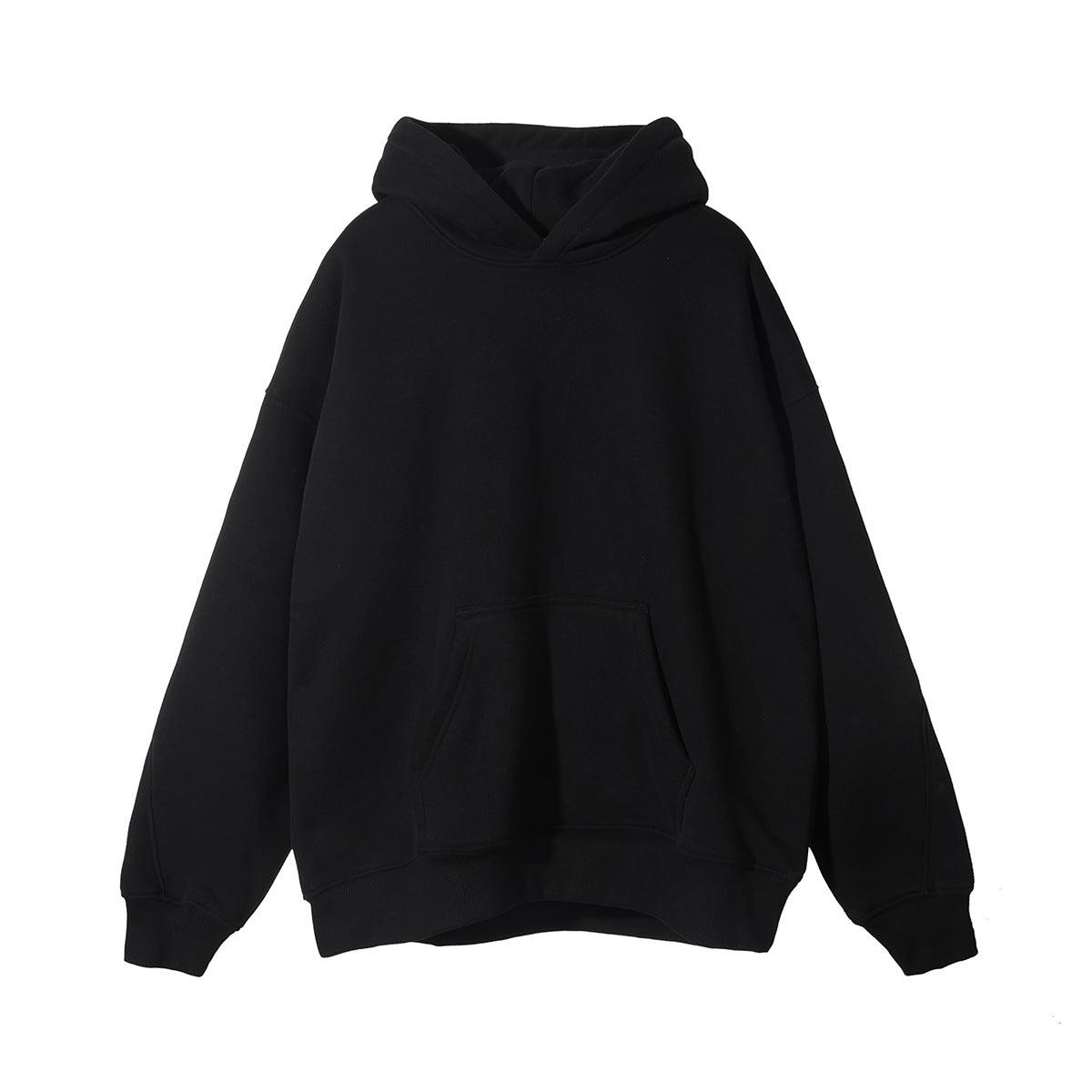 Fleece Hooded Trendy Sweatshirt Retro Solid Color - Nioor