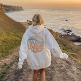 Fleece-lined Sunset Print Kangaroo Pocket Drawstring Hoodie - Nioor