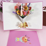 Flower Basket 3D Three-dimensional Greeting Card Handmade Paper Carved Holiday Thanks Blessing Card - Nioor