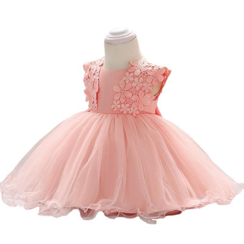 Flower Girl Baby Lace Crochet Princess Mesh Dress - Nioor