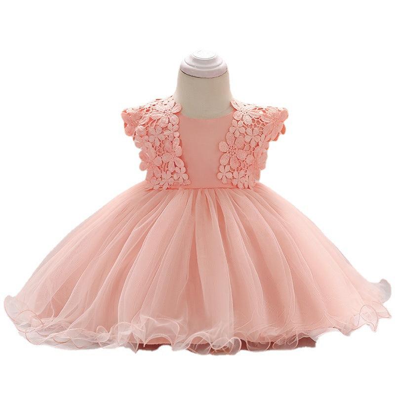 Flower Girl Baby Lace Crochet Princess Mesh Dress - Nioor