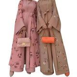 Flower Long Coat Fashion Two Piece Set - Nioor