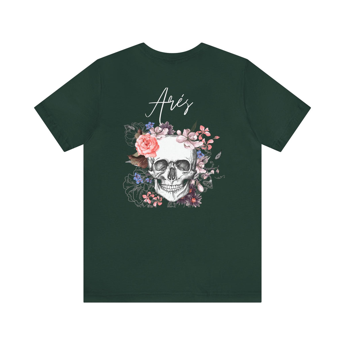 Flower Skeleton T-shirt Forest Print Short Sleeve - Nioor