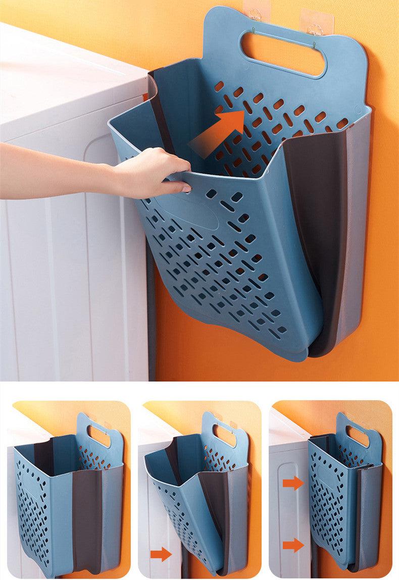 Foldable Dirty Clothes Basket Household Wall-mounted Free Punching - Nioor