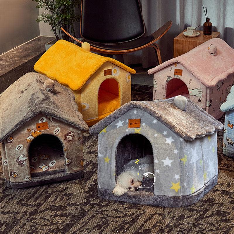 Foldable Dog House Pet Cat Bed Winter Dog Villa Sleep Kennel Removable Nest Warm Enclosed Cave Sofa Pets Supplies - Nioor