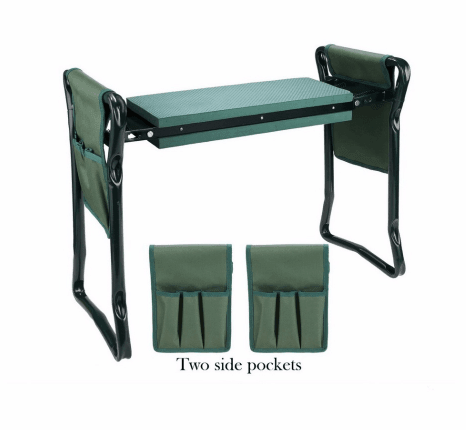 Foldable Outdoor Lawn Bench Chair With Tool Pouch Garden Rest - Nioor