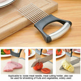 Food Slice Assistant - Stainless Steel Onion Holder Slicer Tomato Cutter NonSlip - Nioor