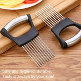 Food Slice Assistant - Stainless Steel Onion Holder Slicer Tomato Cutter NonSlip - Nioor