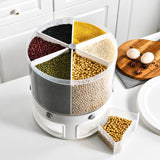 Food Storage Box Rotatable Multi-functional Dividing Rice Bucket Household Insect and Moisture Proof Grains Organizer - Nioor