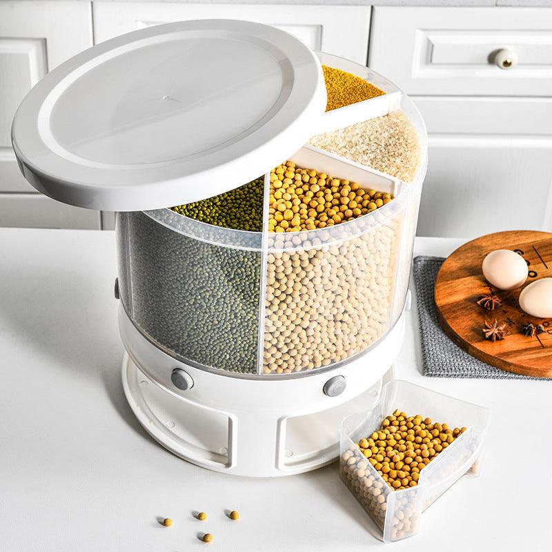 Food Storage Box Rotatable Multi-functional Dividing Rice Bucket Household Insect and Moisture Proof Grains Organizer - Nioor