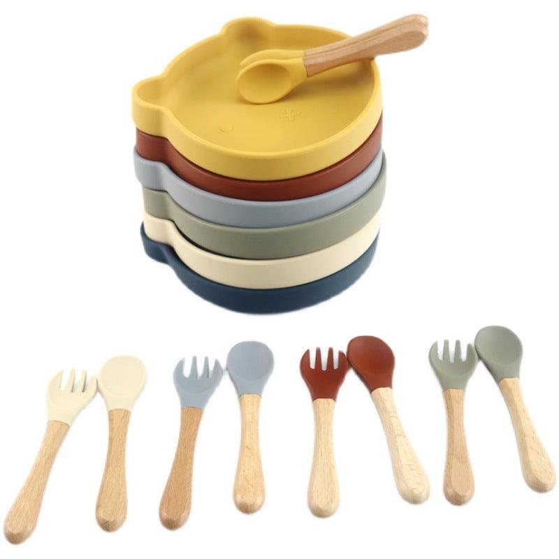 Food Supplement Tableware Set Silicone Spork Baby Products Bear Silicone Tableware - Nioor